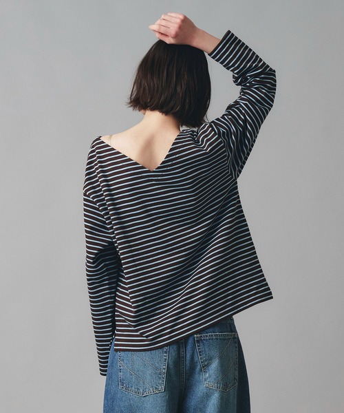 AT THE TRNK(アットザトランク)の「前後2way ボーダー ロング Tシャツ AT THE TRNK(Tシャツ/カットソー・レディース・ブラウン/レッド・フリー)」の15枚目の写真