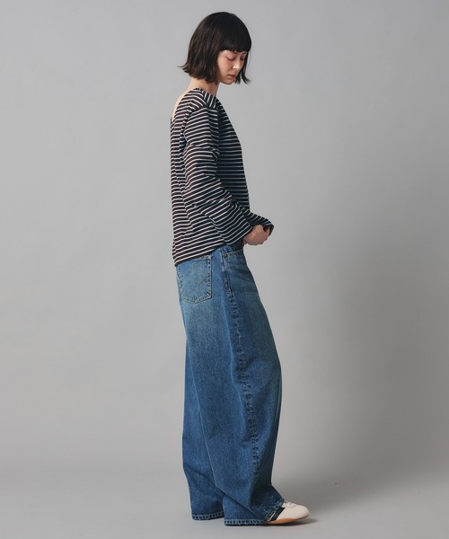 AT THE TRNK(アットザトランク)の「前後2way ボーダー ロング Tシャツ AT THE TRNK(Tシャツ/カットソー・レディース・ブラウン/レッド・フリー)」の14枚目の写真