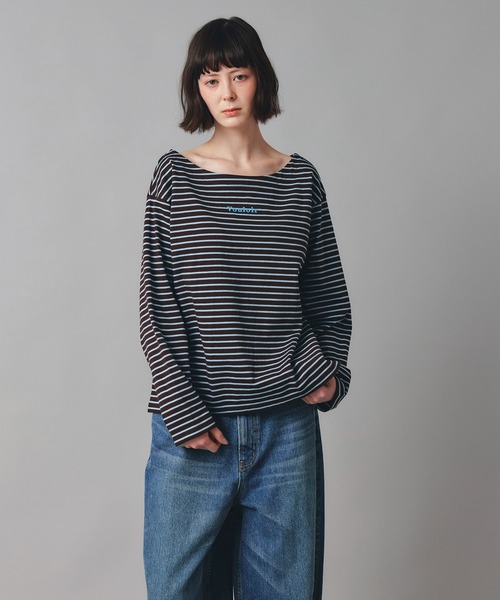 AT THE TRNK(アットザトランク)の「前後2way ボーダー ロング Tシャツ AT THE TRNK(Tシャツ/カットソー・レディース・ブラウン/レッド・フリー)」の13枚目の写真