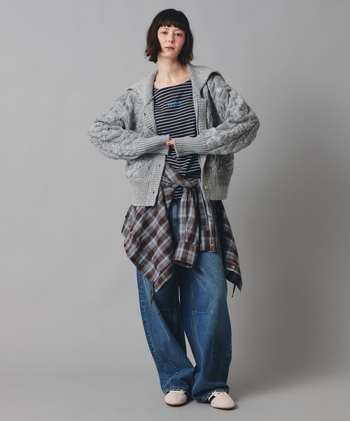 AT THE TRNK(アットザトランク)の「前後2way ボーダー ロング Tシャツ AT THE TRNK(Tシャツ/カットソー・レディース・ブラウン/レッド・フリー)」の11枚目の写真