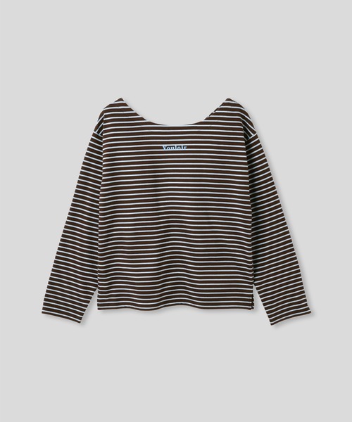 AT THE TRNK(アットザトランク)の「前後2way ボーダー ロング Tシャツ AT THE TRNK(Tシャツ/カットソー・レディース・ブラウン/レッド・フリー)」の4枚目の写真