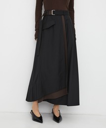 【新作|ZOZO限定カラー】ステップラップフレアスカート|秋服/オフィスカジュアル/オケージョン/ウォッシャブル/ストレッチ/UVカット/接触冷感/防シワ