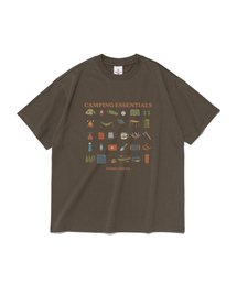 キャンピングギアリストグラフィック半袖Tシャツ(カーキ)