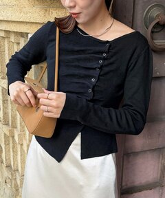 DENIM LIKE BALLOON SLEEVE CUT TOP（Tシャツ/カットソー）｜Ameri