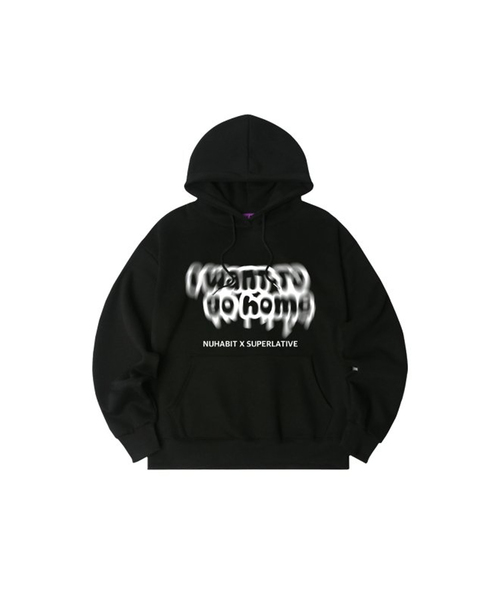 NUHABIT(ニューハビット)の「N/H I WANT TO GO HOME オーバーサイズ裏起毛フーディー_ブラック (GOH4-4NH036)(パーカー・メンズ・ブラック・MEDIUM/LARGE/X-LARGE)」の1枚目の写真