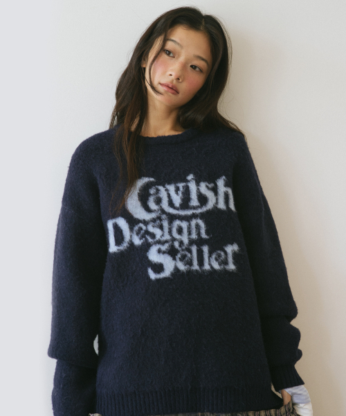Cavish(カビシ)の「BRUSHED SELLER LOGO KNIT CREWNECK NAVY(CV2DFUK600A)(ニット/セーター・レディース・ネイビー・SMALL/MEDIUM/LARGE)」の2枚目の写真