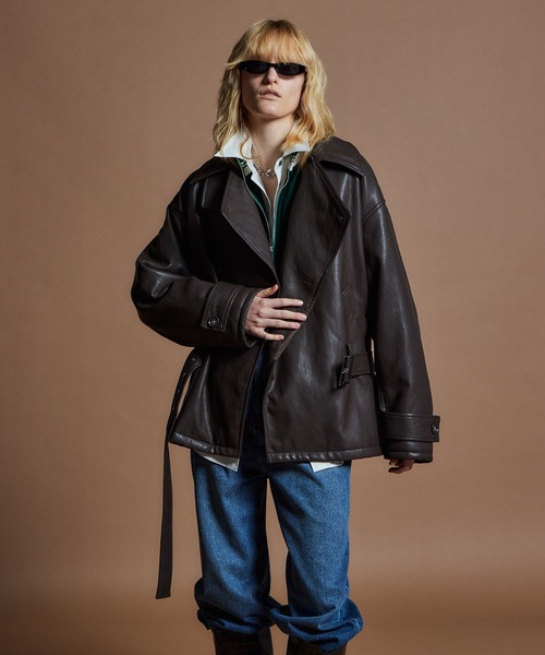 MAISON SPECIAL(メゾンスペシャル)の「【26WINTER PRE-ORDER】Fake Leather Short Trench Coat/フェイクレザーショートトレンチ(その他アウター・レディース・ブラック/ブラウン・FREE)」の15枚目の写真