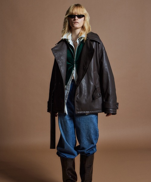 MAISON SPECIAL(メゾンスペシャル)の「【26WINTER PRE-ORDER】Fake Leather Short Trench Coat/フェイクレザーショートトレンチ(その他アウター・レディース・ブラック/ブラウン・FREE)」の18枚目の写真