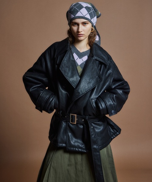 MAISON SPECIAL(メゾンスペシャル)の「【26WINTER PRE-ORDER】Fake Leather Short Trench Coat/フェイクレザーショートトレンチ(その他アウター・レディース・ブラック/ブラウン・FREE)」の6枚目の写真