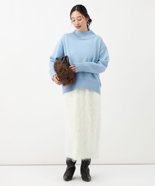 NOLLEY’S(ノーリーズ)の「カシミヤブレンドハイネックプルオーバー(ニット/セーター・レディース・イエロー/ピンク/サックスブルー/ライトグレー・38)」の5枚目の写真