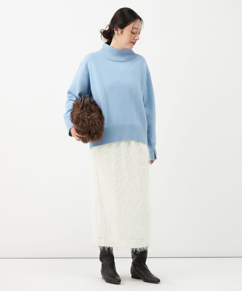 NOLLEY’S(ノーリーズ)の「カシミヤブレンドハイネックプルオーバー(ニット/セーター・レディース・イエロー/ピンク/サックスブルー/ライトグレー・38)」の6枚目の写真