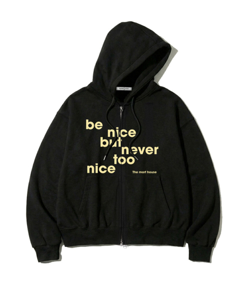 THEMORFHOUSE（ザモーフハウス）の「be nice プリント 2WAY ジップアップパーカー ホワイトメランジ（パーカー・レディース・その他・M1/L2/M2/L1）」の4枚目の写真