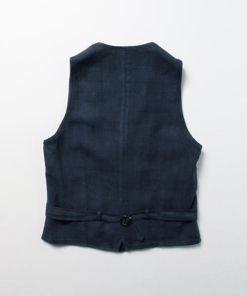 LARDINI（ラルディーニ）の「LARDINI / "PANAMA" シャドーチェック ジレ（ベスト・メンズ・ネイビー・44/48/46）」の3枚目の写真