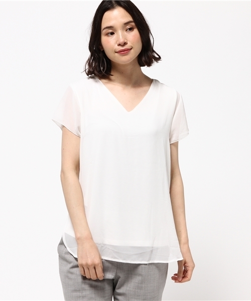 MOUSSY(マウジー)の「V/N CIFFON COMBI TOPS(Tシャツ/カットソー・レディース・ホワイト/ピンク/ブラック・FREE)」の11枚目の写真