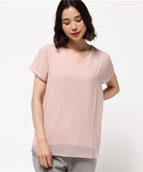 MOUSSY(マウジー)の「V/N CIFFON COMBI TOPS(Tシャツ/カットソー・レディース・ホワイト/ピンク/ブラック・FREE)」の12枚目の写真