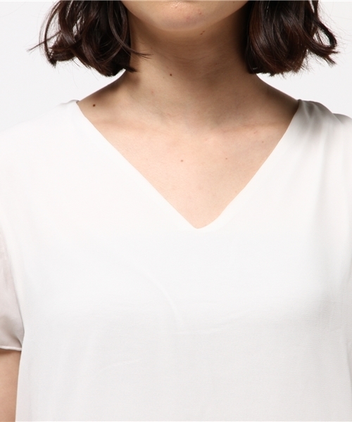 MOUSSY(マウジー)の「V/N CIFFON COMBI TOPS(Tシャツ/カットソー・レディース・ホワイト/ピンク/ブラック・FREE)」の7枚目の写真