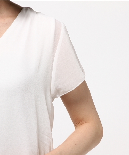 MOUSSY(マウジー)の「V/N CIFFON COMBI TOPS(Tシャツ/カットソー・レディース・ホワイト/ピンク/ブラック・FREE)」の8枚目の写真