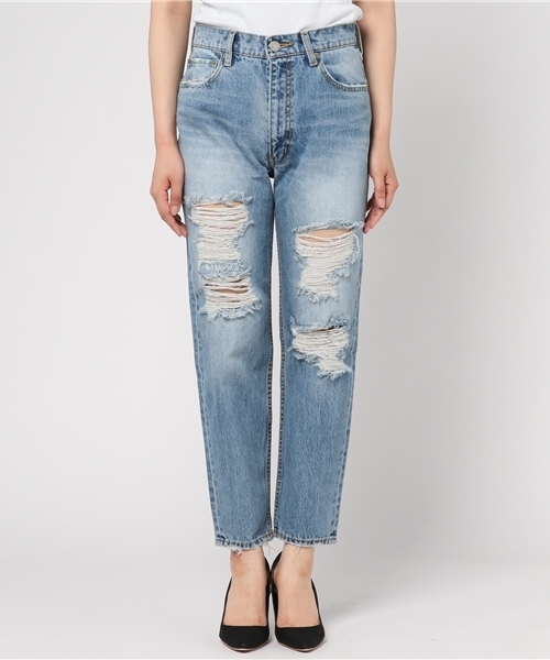 AZUL by moussy（アズールバイマウジー）の「アンクルテーパードデニム（デニムパンツ・レディース・ライトブルー・24inch/25inch/27inch/26inch）」の20枚目の写真