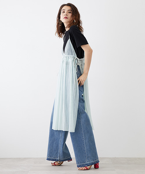 UNITED TOKYO(ユナイテッドトウキョウ)の「チュールプリーツワンピース(ワンピース・レディース・ミント/ブラック・1)」の4枚目の写真