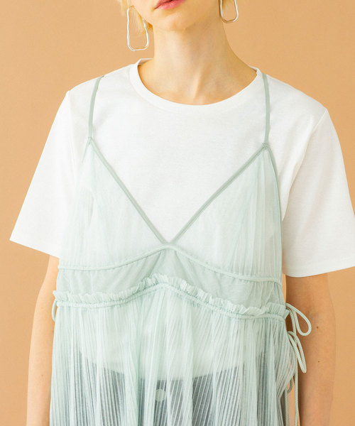 UNITED TOKYO(ユナイテッドトウキョウ)の「チュールプリーツワンピース(ワンピース・レディース・ミント/ブラック・1)」の5枚目の写真