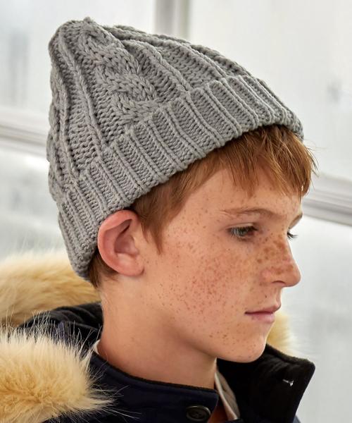 green label relaxing（グリーンレーベルリラクシング）の「GLRケーブルワッチ ◆（ニットキャップ/ビーニー・キッズ・グレー/ピンク/オリーブ/ネイビー・FREE）」の2枚目の写真
