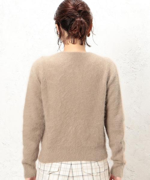 green label relaxing（グリーンレーベルリラクシング）の「RF アンゴラブレンド FPB カーディガン ◆（カーディガン/ボレロ・レディース・ベージュ/グレー/ピンク・FREE）」の4枚目の写真