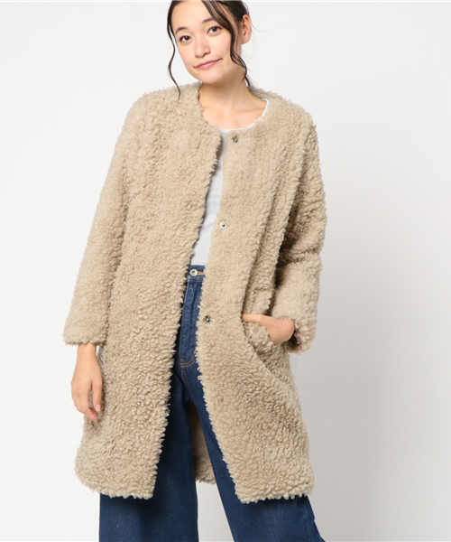 MERLOT（メルロー）の「フェイクファーコート642-4527（その他アウター・レディース・ブラック/ベージュ/モカ・FREE）」の19枚目の写真