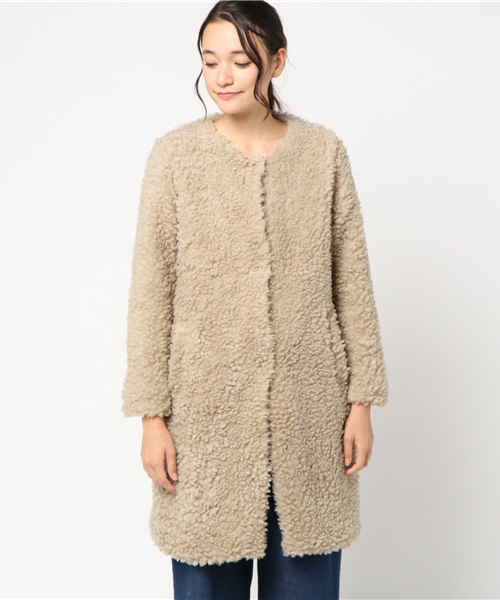 MERLOT（メルロー）の「フェイクファーコート642-4527（その他アウター・レディース・ブラック/ベージュ/モカ・FREE）」の6枚目の写真