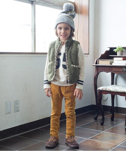 apres les cours（アプレレクール）の「ボアリバーシブルベスト（ベスト・キッズ・ベージュ/カーキ・110/130/100/120/90/140/80）」の16枚目の写真