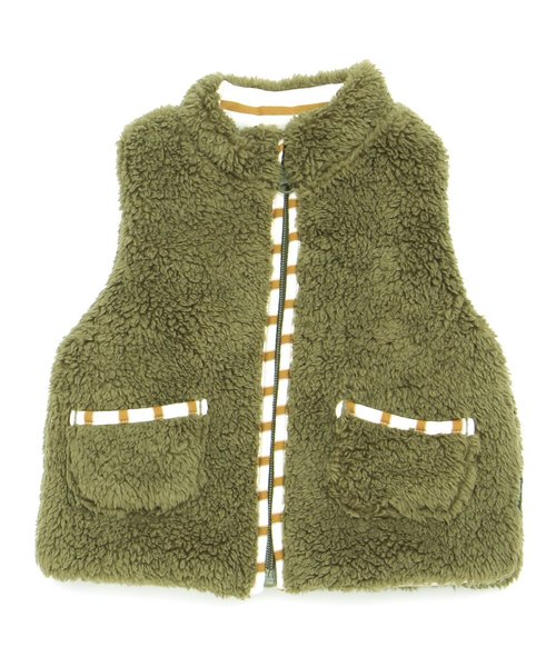 apres les cours（アプレレクール）の「ボアリバーシブルベスト（ベスト・キッズ・ベージュ/カーキ・110/130/100/120/90/140/80）」の17枚目の写真