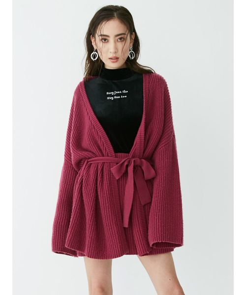 EVRIS（エヴリス）の「ボリュームベルテッドニットガウン（カーディガン/ボレロ・レディース・ブラック/パープル/ベージュ・FREE）」の11枚目の写真