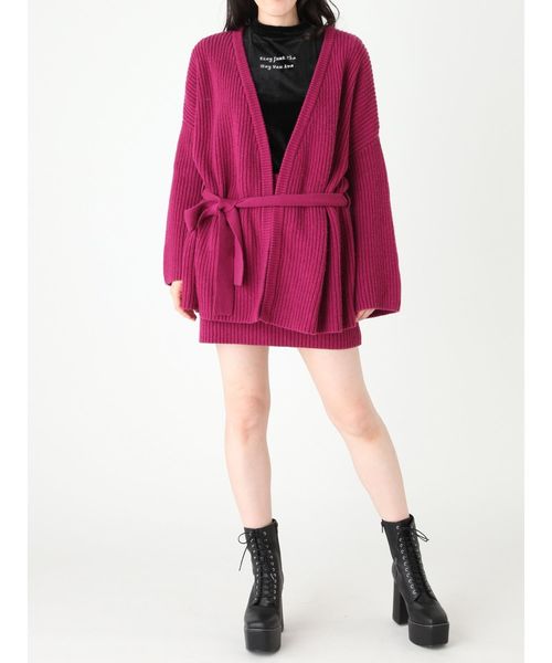 EVRIS（エヴリス）の「ボリュームベルテッドニットガウン（カーディガン/ボレロ・レディース・ブラック/パープル/ベージュ・FREE）」の12枚目の写真