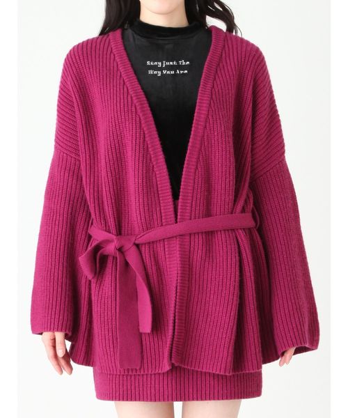 EVRIS（エヴリス）の「ボリュームベルテッドニットガウン（カーディガン/ボレロ・レディース・ブラック/パープル/ベージュ・FREE）」の13枚目の写真