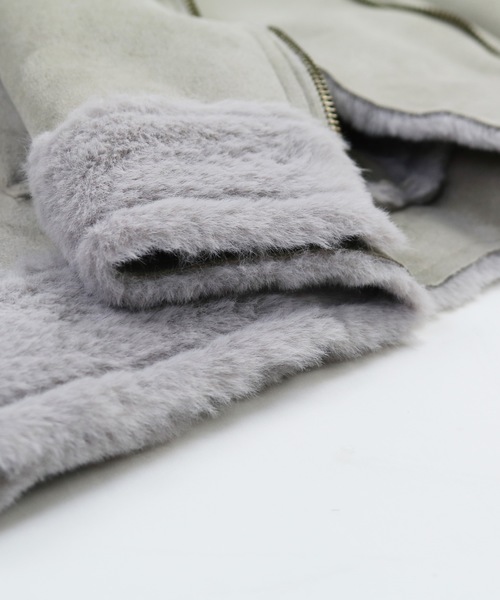 reca（レカ）の「スウェード×ファー ボンディングライダースジャケット（ライダースジャケット・レディース・グレー系その他/キャメル/ピンクベージュ・M）」の18枚目の写真