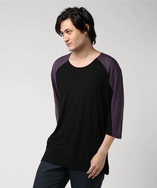 STUDIOUS SELECT（ステュディオスセレクト）の「切替BIGTEE（Tシャツ/カットソー・メンズ・ブラック/パープル/グレー・2）」の3枚目の写真