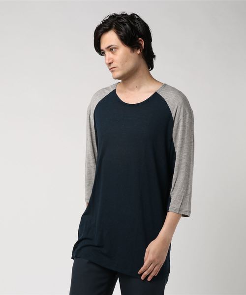 STUDIOUS SELECT（ステュディオスセレクト）の「切替BIGTEE（Tシャツ/カットソー・メンズ・ブラック/パープル/グレー・2）」の2枚目の写真