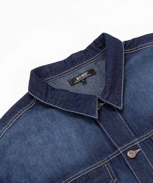 MONO-MART（モノマート）の「ビッグシルエットデニムボックスジャケット(10.0oz denim)（デニムジャケット・メンズ・ブルー系その他/ワンウォッシュ/ケミカルウォッシュ・M/L）」の7枚目の写真