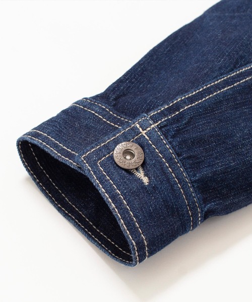 MONO-MART（モノマート）の「ビッグシルエットデニムボックスジャケット(10.0oz denim)（デニムジャケット・メンズ・ブルー系その他/ワンウォッシュ/ケミカルウォッシュ・M/L）」の11枚目の写真