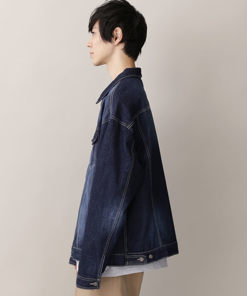 MONO-MART（モノマート）の「ビッグシルエットデニムボックスジャケット(10.0oz denim)（デニムジャケット・メンズ・ブルー系その他/ワンウォッシュ/ケミカルウォッシュ・M/L）」の20枚目の写真