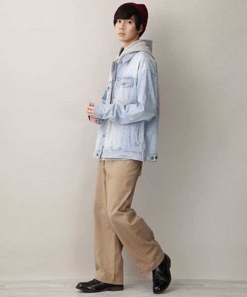 MONO-MART（モノマート）の「ビッグシルエットデニムボックスジャケット(10.0oz denim)（デニムジャケット・メンズ・ブルー系その他/ワンウォッシュ/ケミカルウォッシュ・M/L）」の22枚目の写真