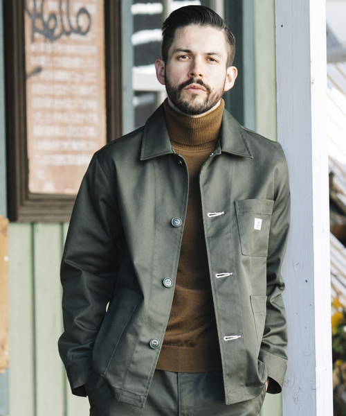 コーデュロイ ロングカバーオール オリーブグリーン Lee（リー）の「Lee/リー コーデュロイ ロングジャケット