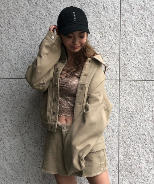 ENVYM（アンビー）の「ルーズカラーＪＫ（その他アウター・レディース・ブラック/ベージュ/グレー/カーキ/ブルー・FREE）」の3枚目の写真