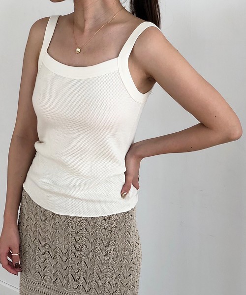 TODAYFUL（トゥデイフル）の「サーマルバインダータンクトップ（Tシャツ/カットソー・レディース・ホワイト/グレー・FREE）」の2枚目の写真