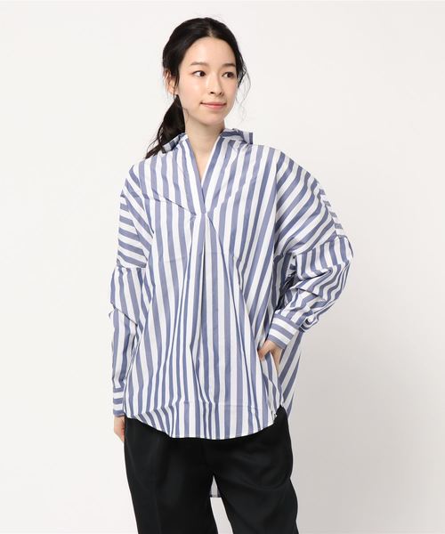 AMERICAN HOLIC(アメリカンホリック)の「バック開きスキッパービッグシャツチュニック(チュニック・レディース・オフホワイト/サックスブルー/その他5/ストライプ/ブルー系その他4・FREE)」の15枚目の写真