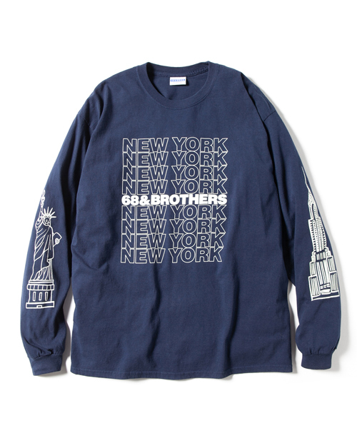 68&brothers(シックスティエイトアンドブラザーズ)の「L/S Tee "Souvenir"(Tシャツ/カットソー・メンズ・ホワイト/ネイビー/ヘザーグレー・MEDIUM/LARGE/X-LARGE)」の3枚目の写真