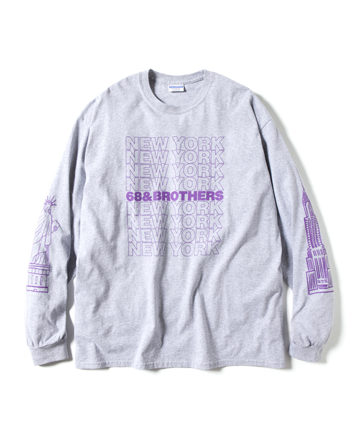 68&brothers(シックスティエイトアンドブラザーズ)の「L/S Tee "Souvenir"(Tシャツ/カットソー・メンズ・ホワイト/ネイビー/ヘザーグレー・MEDIUM/LARGE/X-LARGE)」の2枚目の写真
