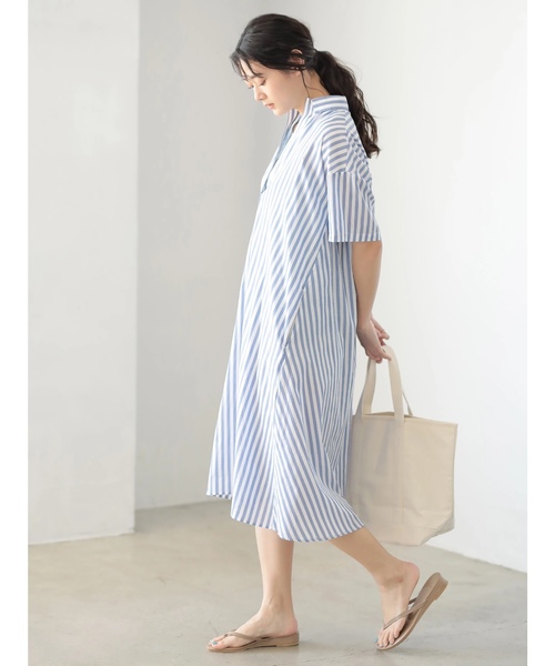 CRAFT STANDARD BOUTIQUE（クラフトスタンダードブティック）の「スキッパービッグシャツワンピース☆○（ワンピース・レディース・ベージュ/オフホワイト/ブルー系その他/イエロー系その他・FREE）」の3枚目の写真