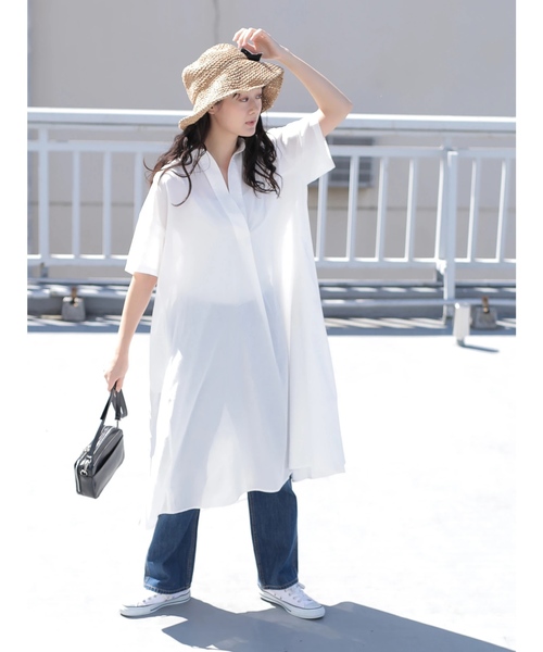 CRAFT STANDARD BOUTIQUE（クラフトスタンダードブティック）の「スキッパービッグシャツワンピース☆○（ワンピース・レディース・ベージュ/オフホワイト/ブルー系その他/イエロー系その他・FREE）」の17枚目の写真