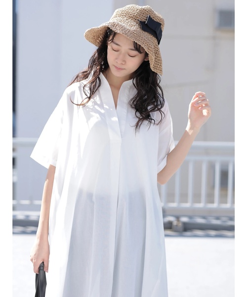 CRAFT STANDARD BOUTIQUE（クラフトスタンダードブティック）の「スキッパービッグシャツワンピース☆○（ワンピース・レディース・ベージュ/オフホワイト/ブルー系その他/イエロー系その他・FREE）」の5枚目の写真