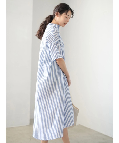 CRAFT STANDARD BOUTIQUE（クラフトスタンダードブティック）の「スキッパービッグシャツワンピース☆○（ワンピース・レディース・ベージュ/オフホワイト/ブルー系その他/イエロー系その他・FREE）」の8枚目の写真